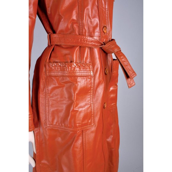M Vintage 70s Lambskin Leather Mod Trench Coat - Picture 8 of 12